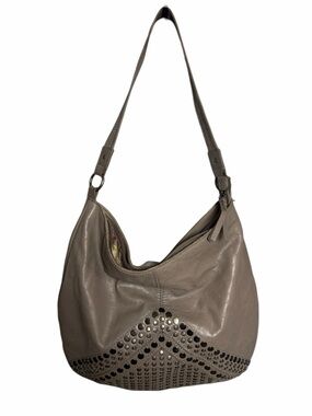 The Sak Grey Studded Leather Hobo Bag